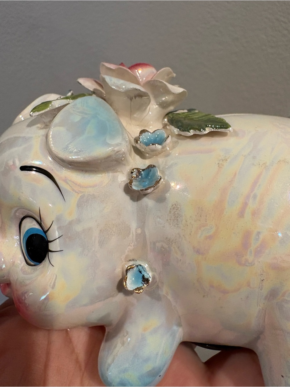 vintage ceramic iridescent hand painted piggy bank made in Japan EUC - Picture 11 of 14
